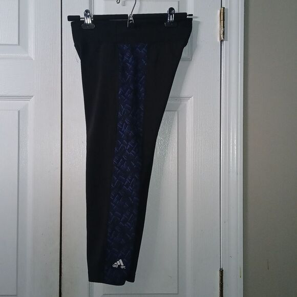 Adidas Climalite black blue workout capri pants Sz S EUC - Picture 6 of 9